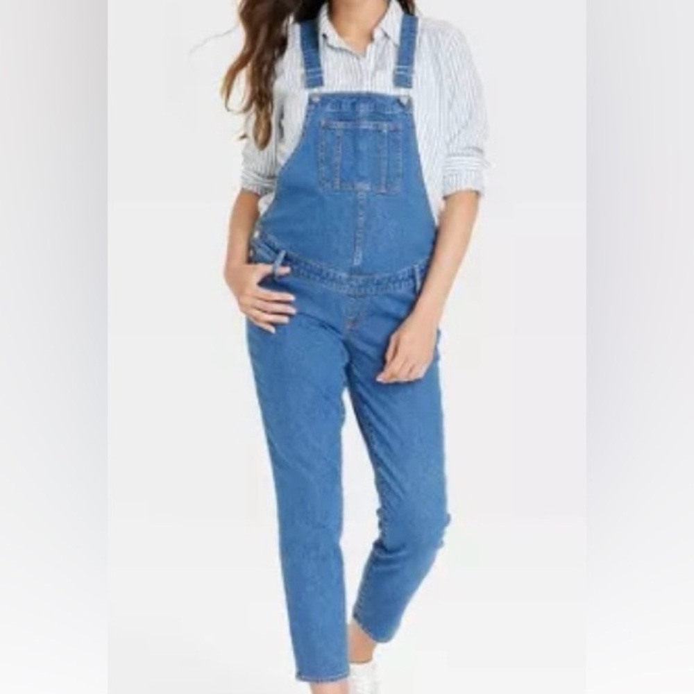 Women's Maternity Blue Denim Overalls